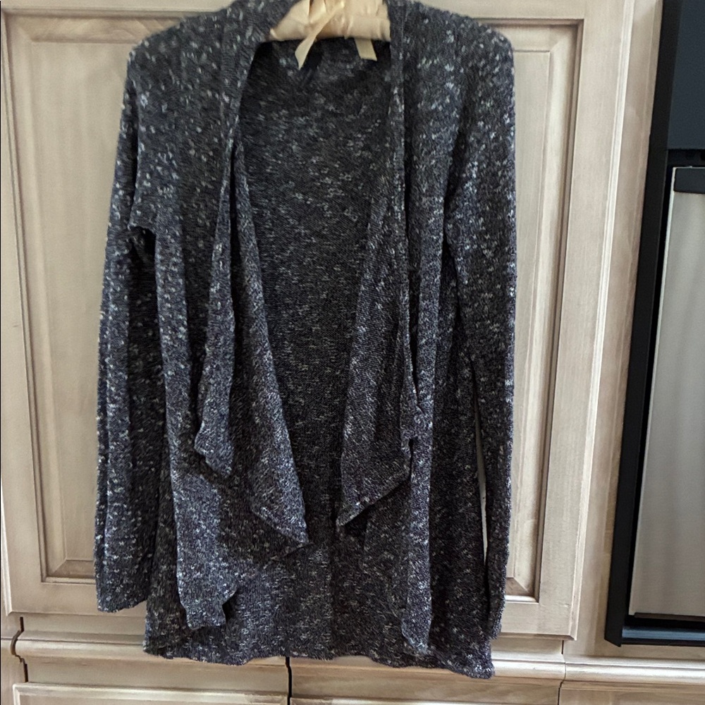 Maurices Charcoal black white Open Front Cardigan sz M